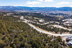 Bird's eye view of a mountain backdrop