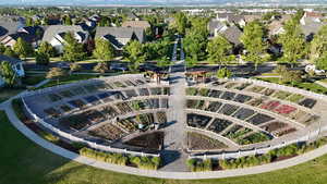 Aerial perspective of suburban area