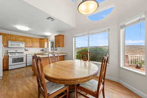 Dining space featuring light wood-style floors