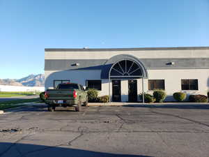 View of building exterior with a mountain view