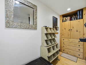 Spacious closet with light wood finished floors