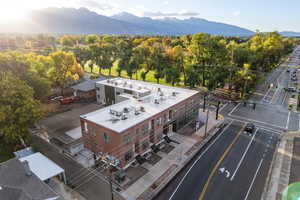 Aerial view of a mountainous background