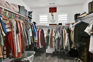 Spacious closet with carpet flooring