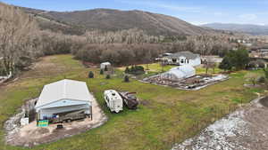 View from above of property with mountains