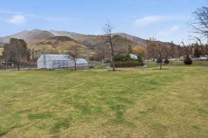 View from above of property with mountains