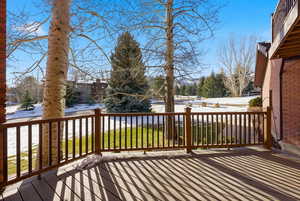 View of snow covered deck