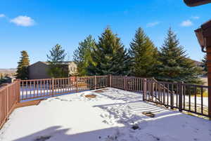 View of snow covered deck
