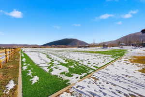 View of yard with a mountain view