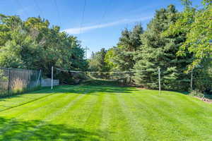 View of yard featuring volleyball court