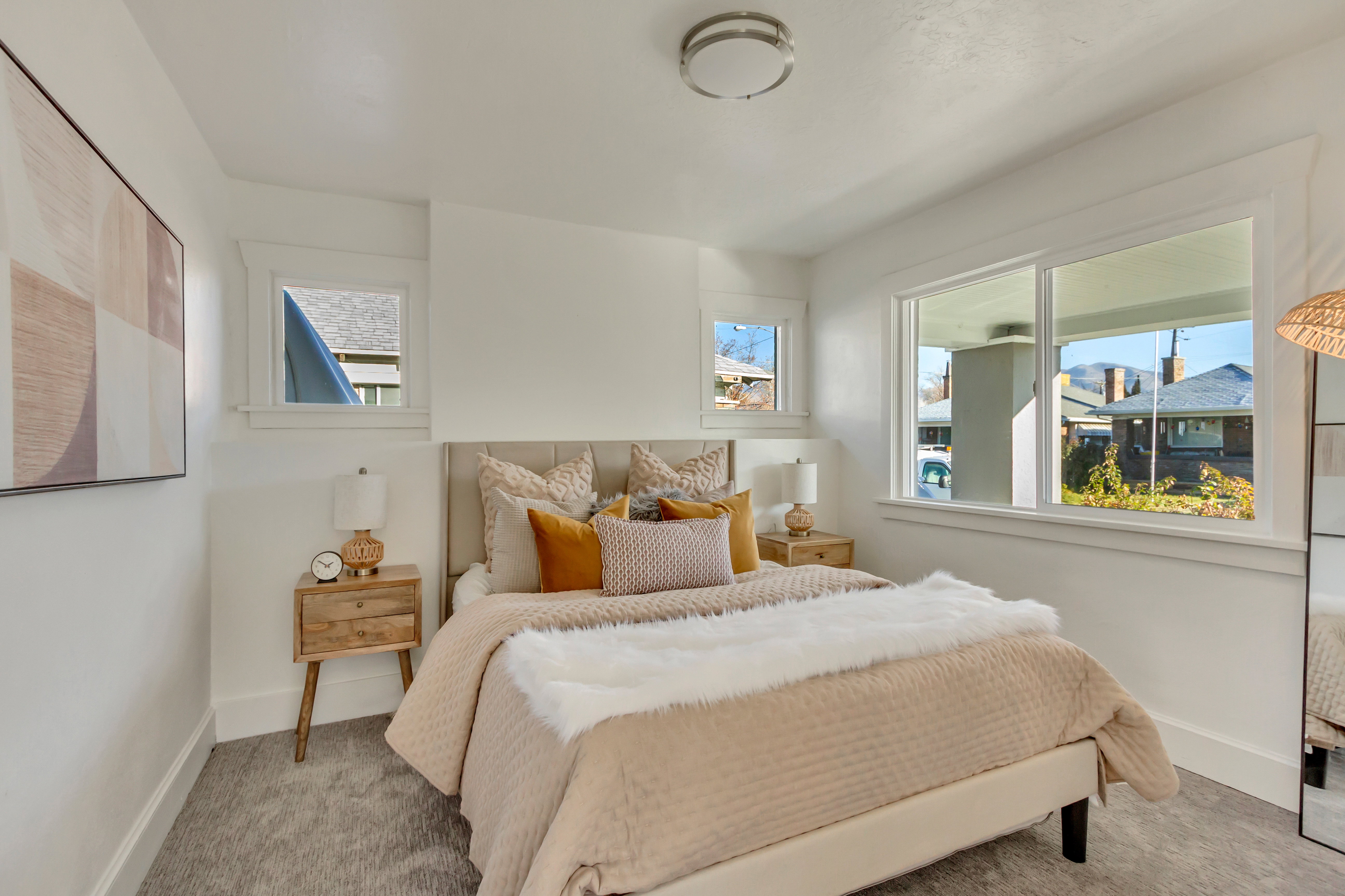 Bedroom with baseboards and carpet floors