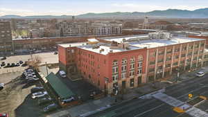 View of urban area with a mountain backdrop