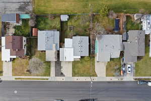 Aerial overview of property's location with nearby suburban area