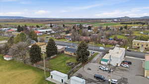 Drone / aerial view of a mountain backdrop