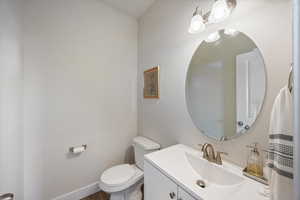 Bathroom with vanity and toilet