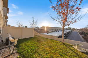 View of fenced backyard