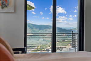 Bedroom featuring a mountain view