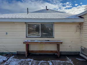 Exterior view of roof with shingles