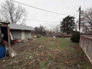 View of fenced backyard
