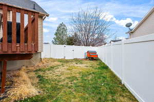 View of fenced backyard