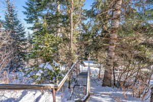 Stairs leading to hot tub