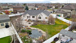 Aerial perspective of suburban area