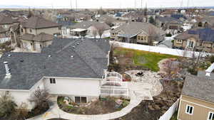Aerial perspective of suburban area