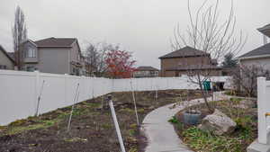 View of fenced backyard