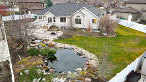 Aerial perspective of suburban area