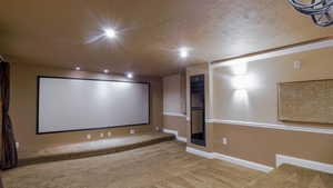 Carpeted cinema with baseboards