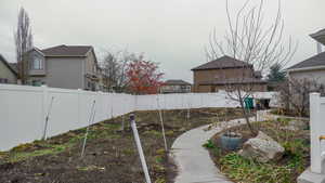 View of fenced backyard