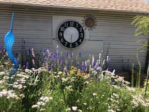 Exterior view of roof with shingles