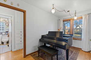 Living area featuring light wood-style flooring