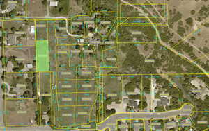 Aerial view of property's location with property boundaries highlighted