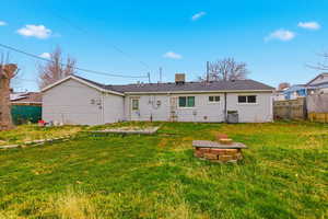 Back of property featuring a fire pit