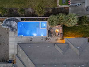 Drone / aerial view of a pool area