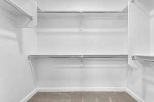 Walk in closet featuring carpet floors