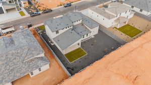Aerial perspective of suburban area