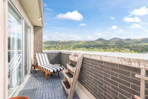 Balcony with a mountain view
