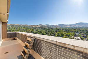Balcony with a mountain view