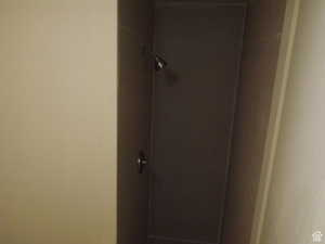 Bathroom view of a shower stall