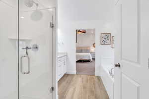 Featuring a euro shower, and soaking tub