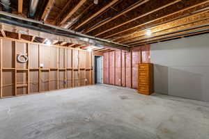 View of unfinished basement