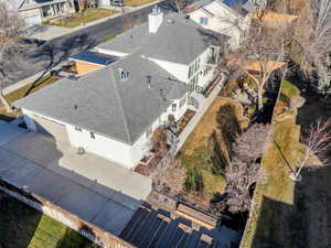 Aerial perspective of suburban area