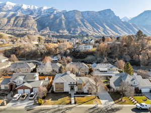 View of mountain background featuring nearby suburban area