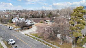 Aerial perspective of suburban area