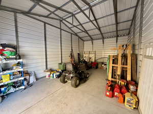 Garage with metal wall