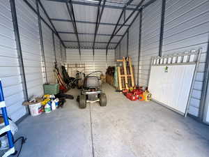Garage with metal wall
