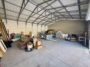 Garage with metal wall