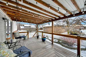 View of snow covered deck
