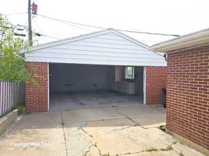 View of detached garage
